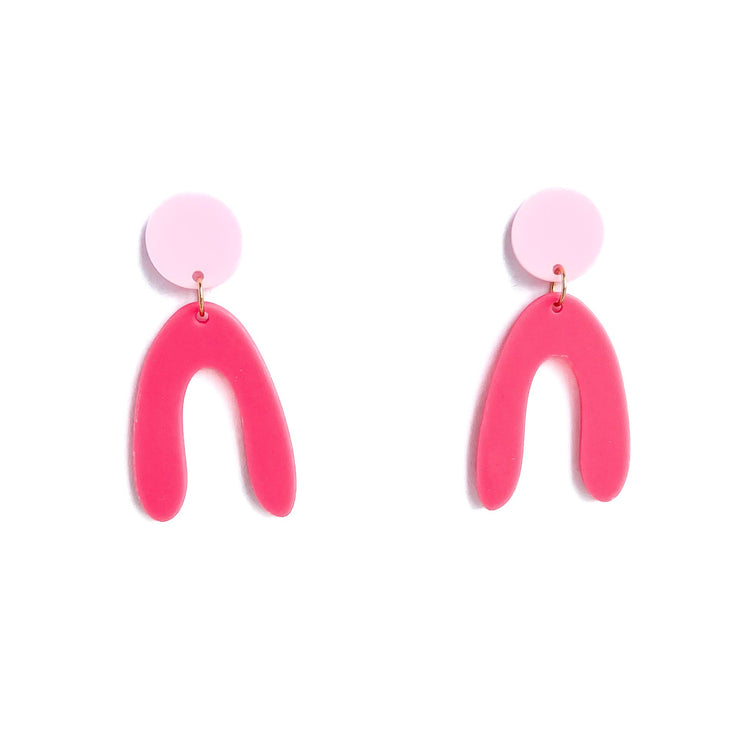 Pink Abstract Arch Dangle Earrings | Acrylic Earrings