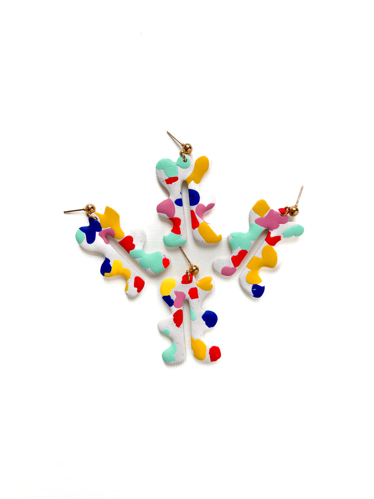 Pop Colours Arch Earrings in Polymer Clay