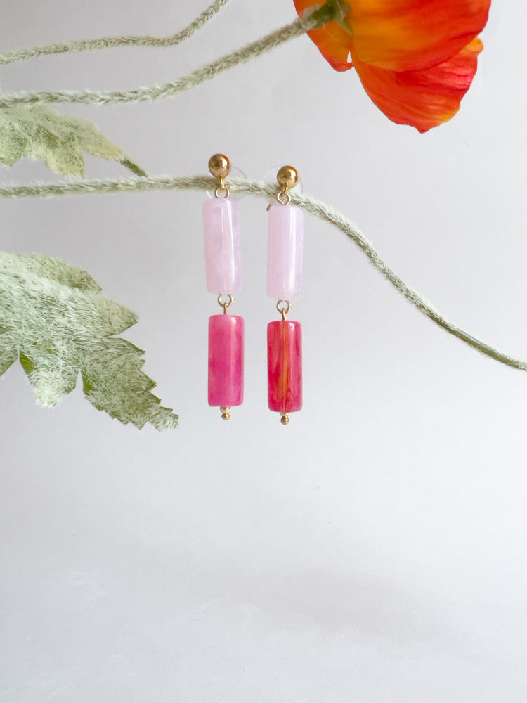 Pink Color Block Dangle Earrings | Acrylic Earrings