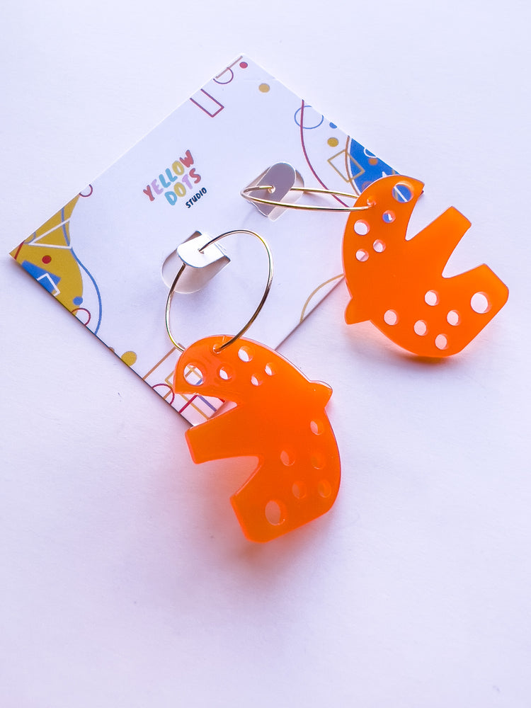 Orange Bird Hoop Earrings | Acrylic Earrings