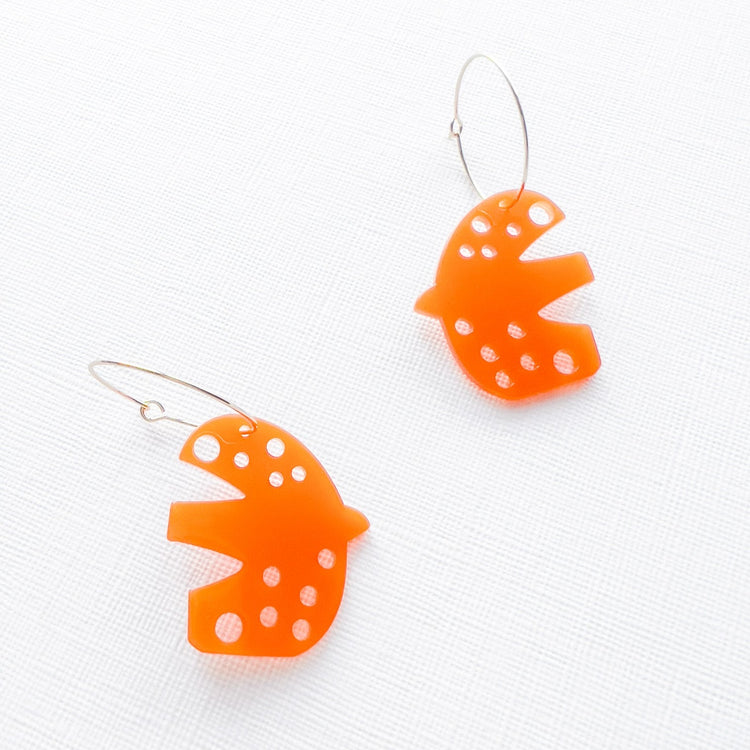 Orange Bird Hoop Earrings | Acrylic Earrings