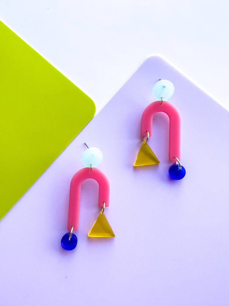 Let's Party Pink Dangle Earrings | Acrylic Earrings