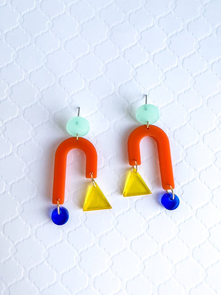 Let's Party Orange Dangle Earrings | Acrylic Earrings
