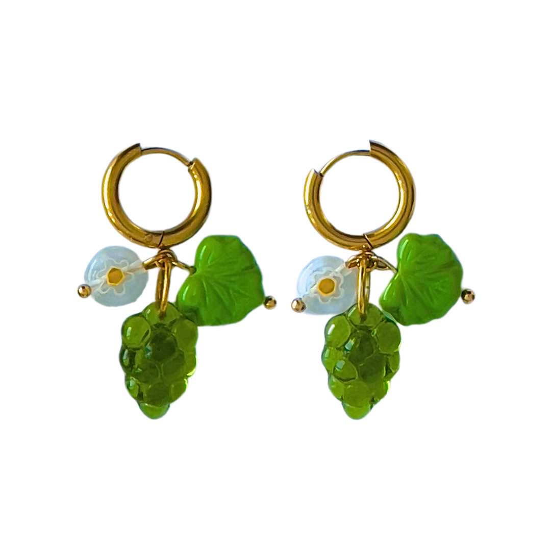 Green Grape  Earrings | Glass Earrings