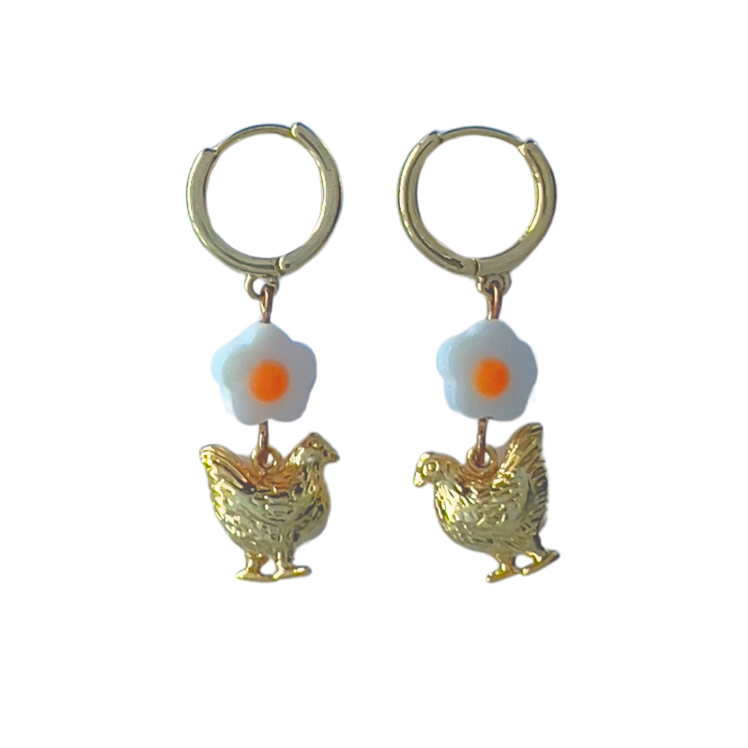 Chicken Flower Earrings | Animal Earrings