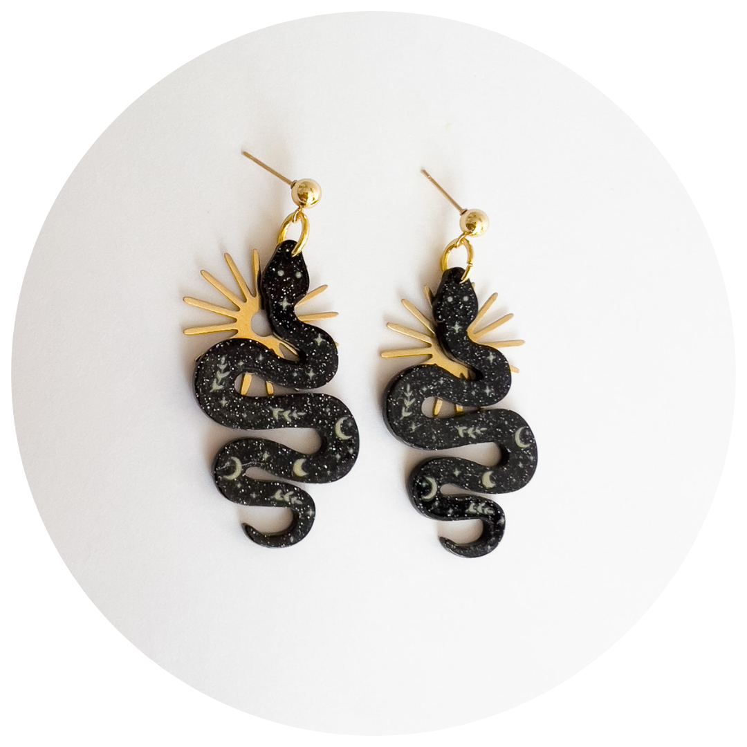 Black Magic Snake Earrings | Acrylic Earrings