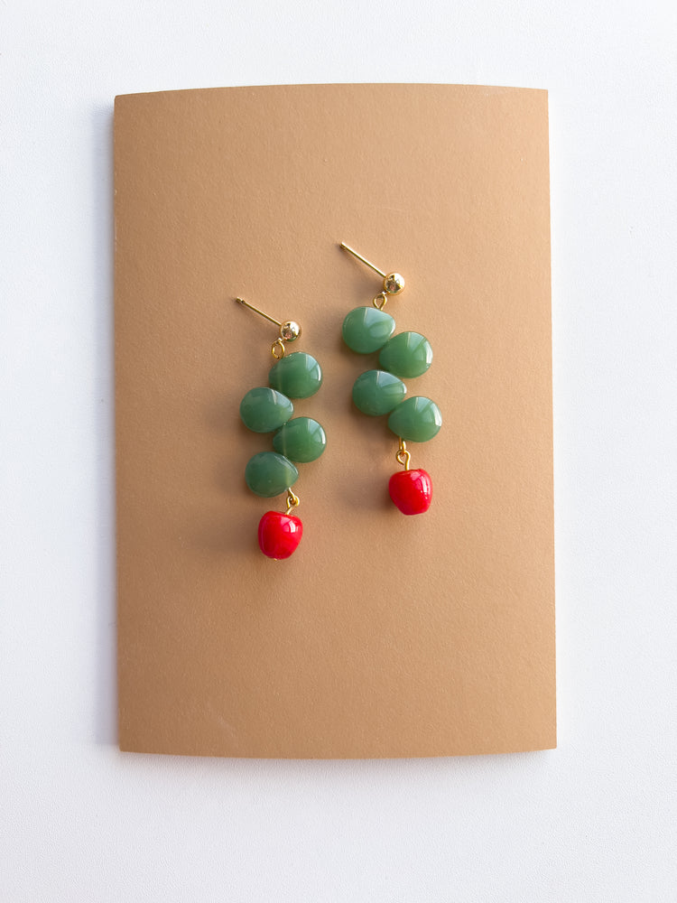 Apple Branch Earrings | Glass Bead Earrings