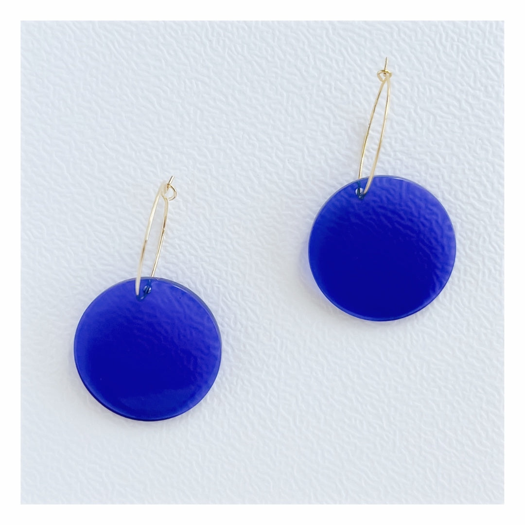 Blue Circle Hoop Earrings | Acrylic Earrings