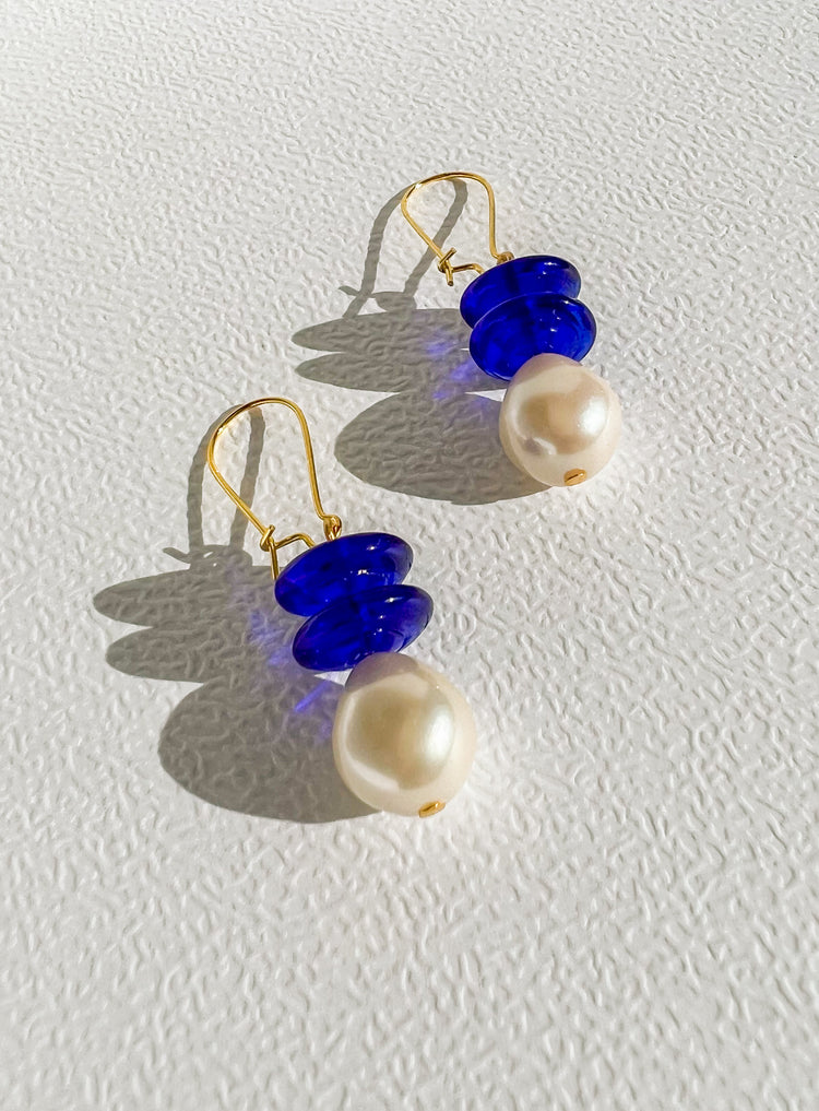 Blue Disc Earrings | Glass Bead Earrings