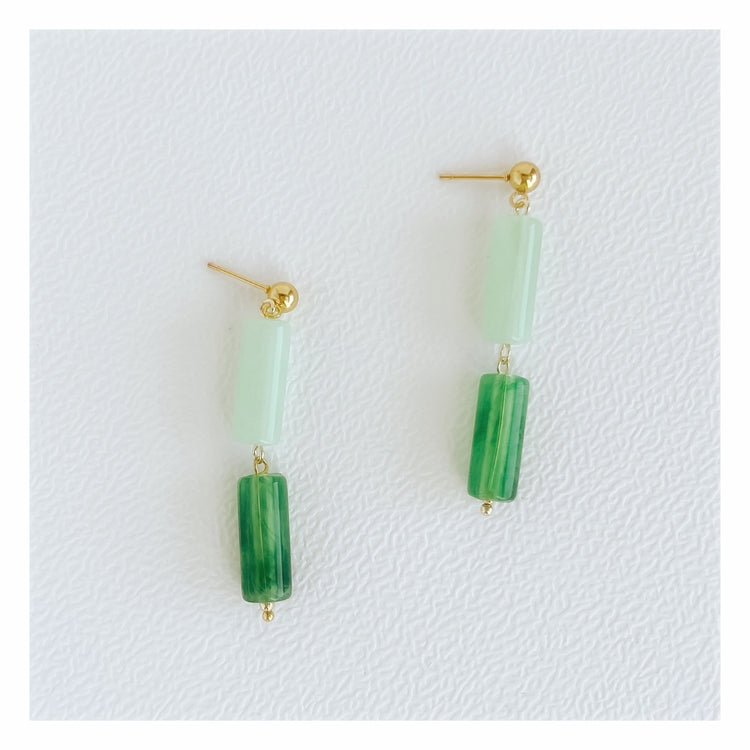 Green Color Block Dangle Earrings | Acrylic Earrings