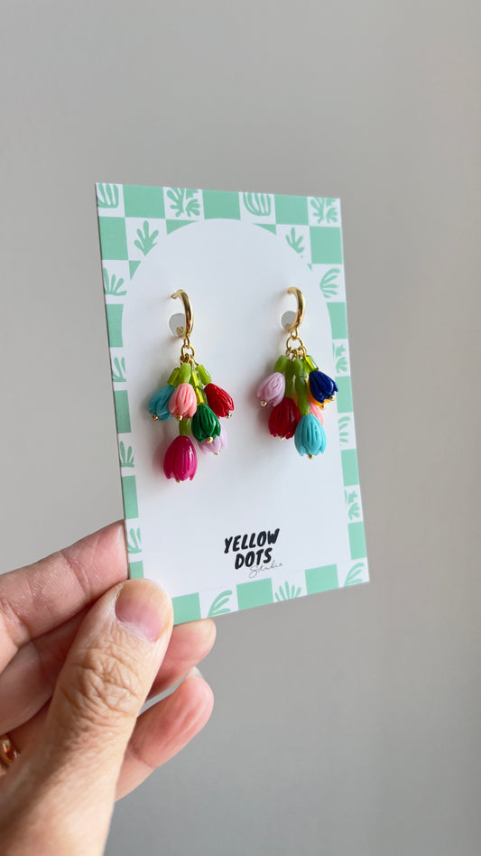 Upside Down Colourful Tulip Bouquet Earrings | Beaded Earrings