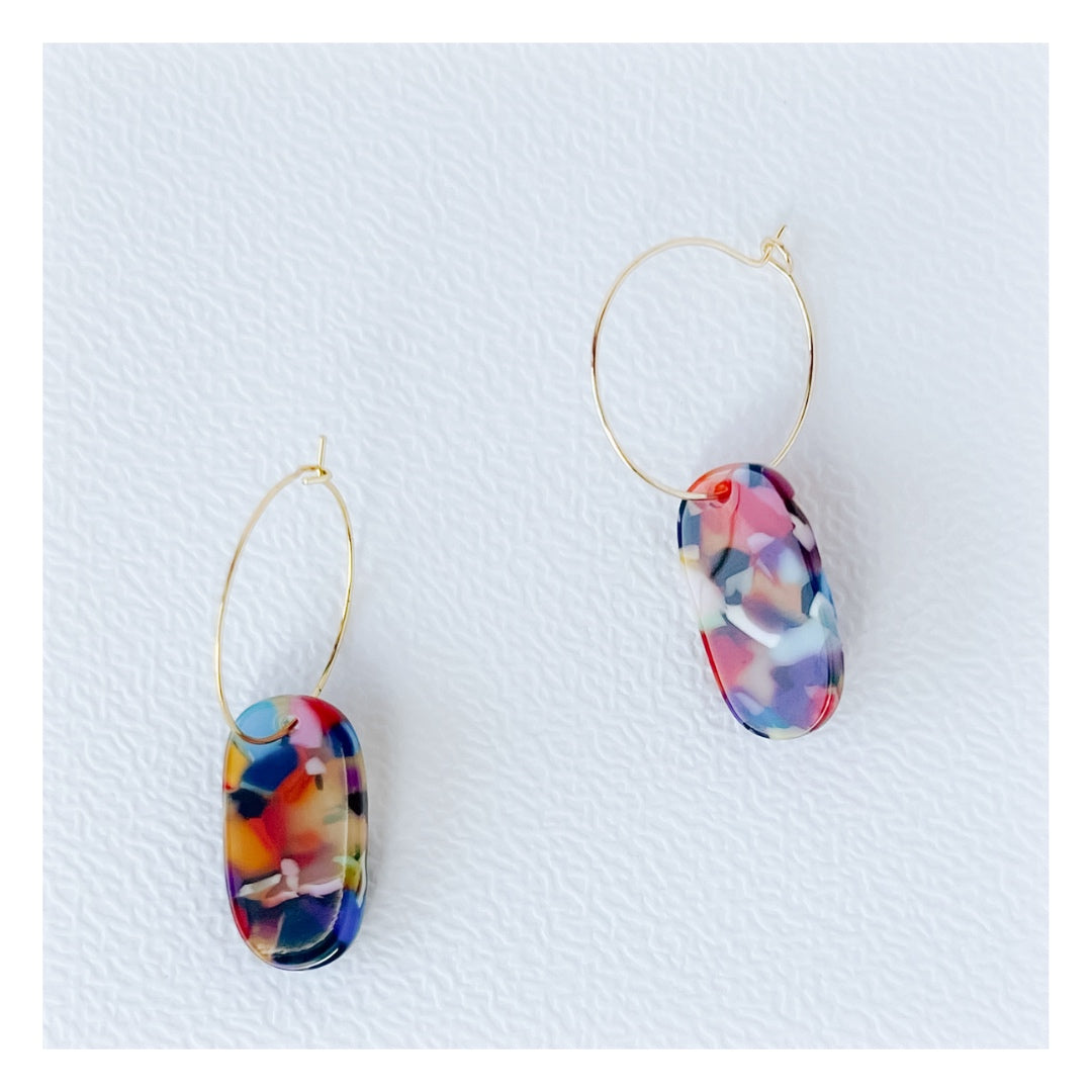 Confetti Oval Hoop Earrings | Acrylic Earrings