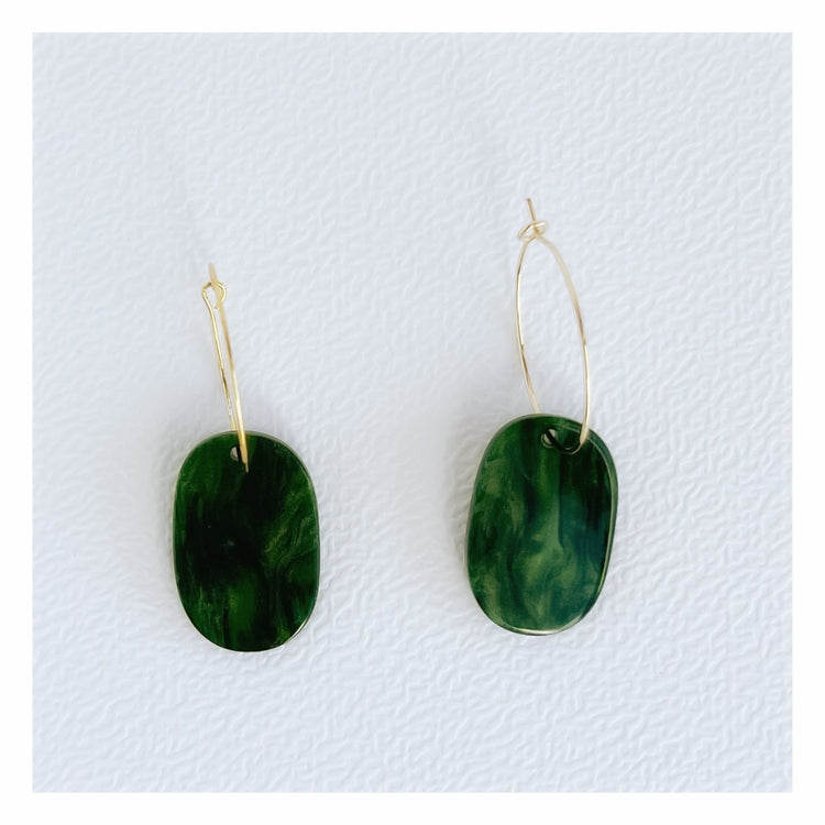 Green Oval Hoop Earrings | Acrylic Earrings