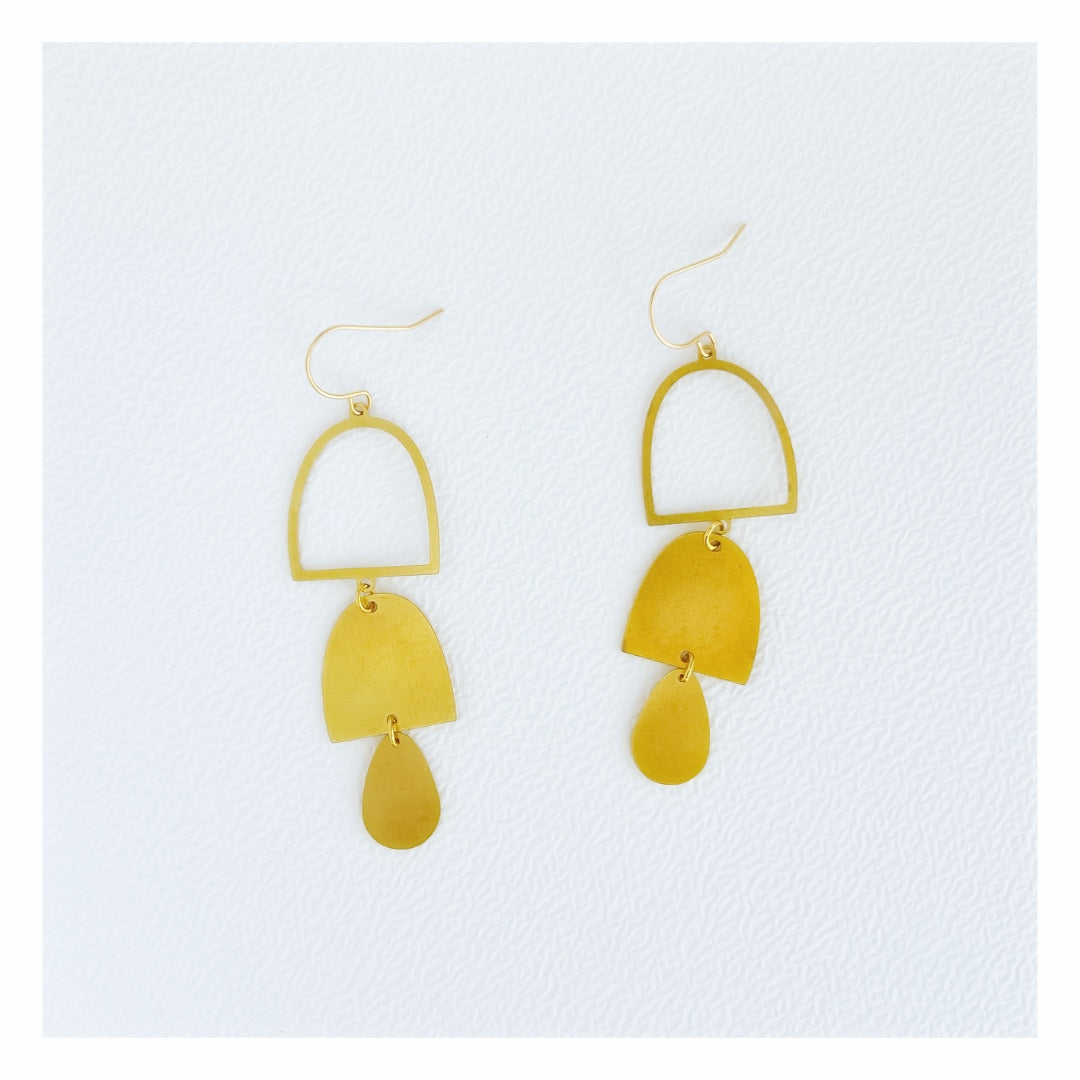 Abstract Geometric Dangle Earrings | Brass Earrings