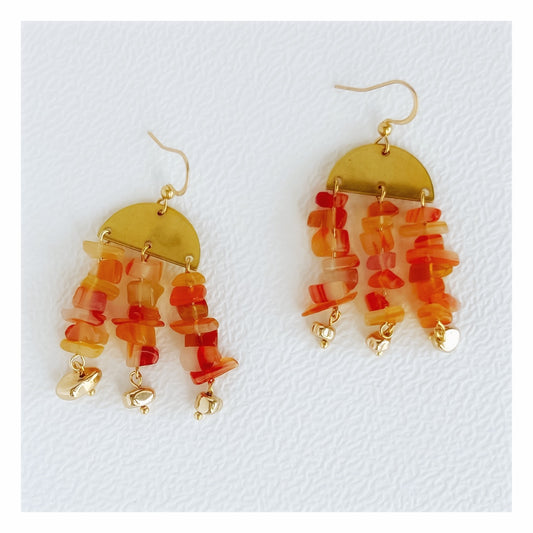 Amber Dangle Earrings | Brass Earrings