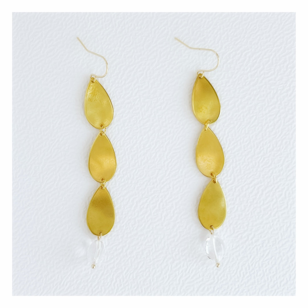 Triple Tear Drop Dangle Earrings | Brass Earrings