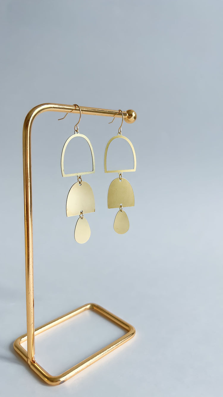 Abstract Geometric Dangle Earrings | Brass Earrings