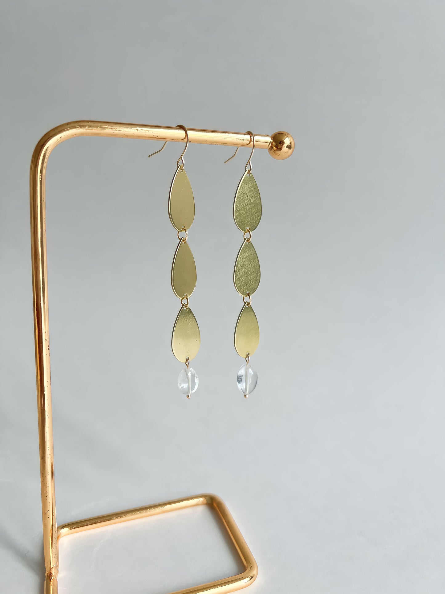 Triple Tear Drop Dangle Earrings | Brass Earrings