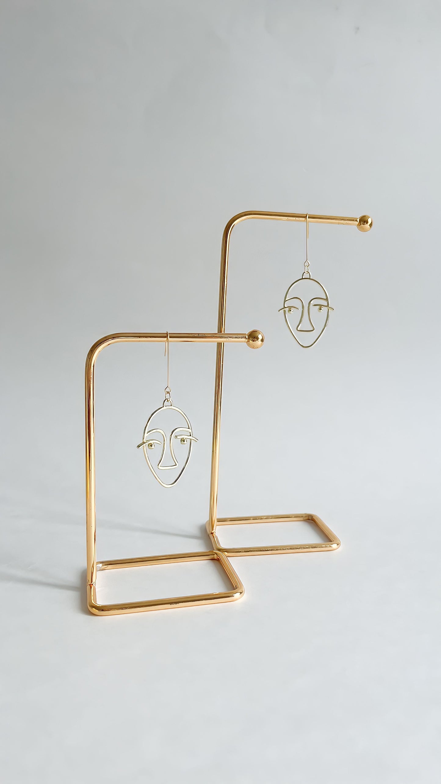 Line Face Dangle Earrings | Brass Earrings