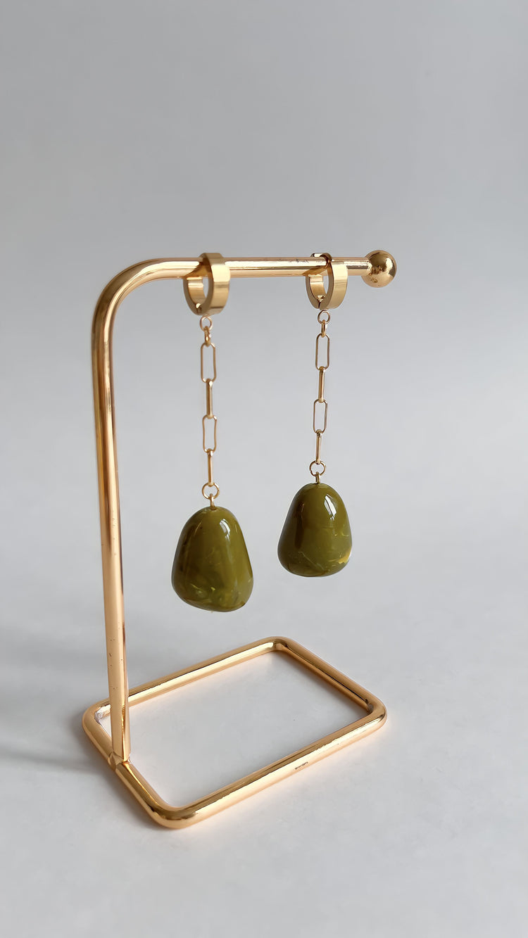 Vintage Green Drop Earrings | Vintage Beaded Earrings