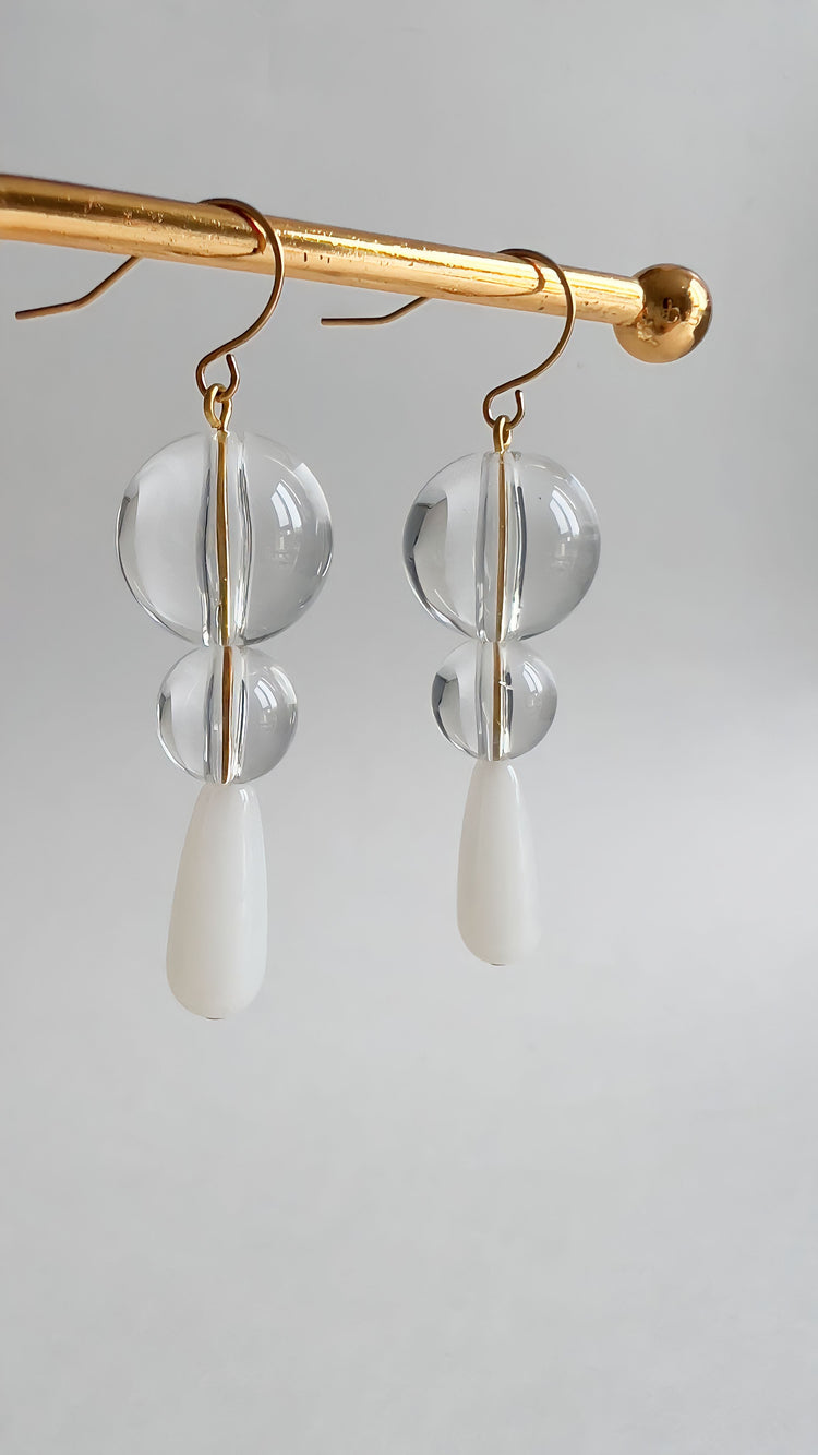 Double Crystal Ball Earrings | Glass Earrings