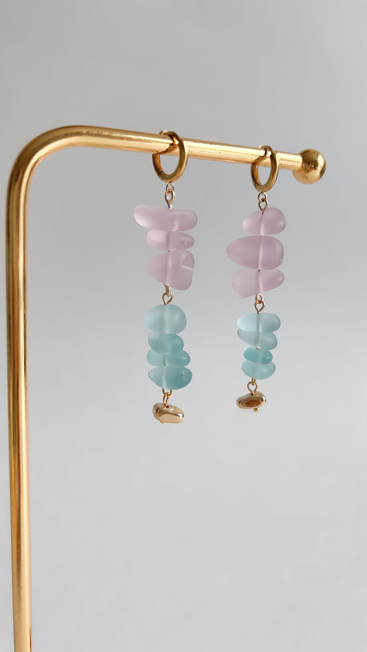 Pink and Blue Earrings | Upcycled Beaded Earrings