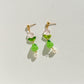 Green Pear and Freshwater Pearl Dangle Earrings | Beaded Earrings