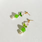 Green Pear and Freshwater Pearl Dangle Earrings | Beaded Earrings