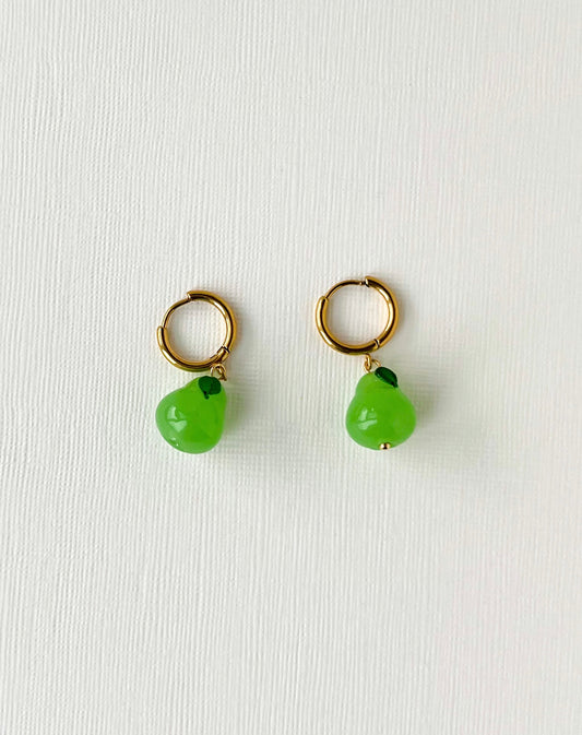 Green Pear Earrings | Beaded Earrings