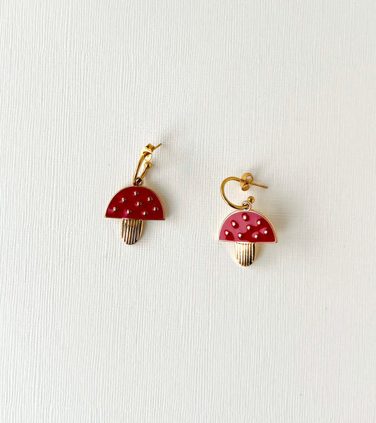 Mushroom Earrings | Enamel Earrings