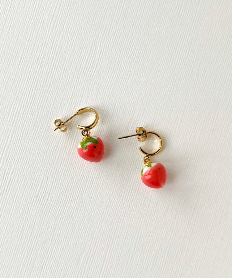 Ceramic Strawberry Earrings | Ceramic Earrings