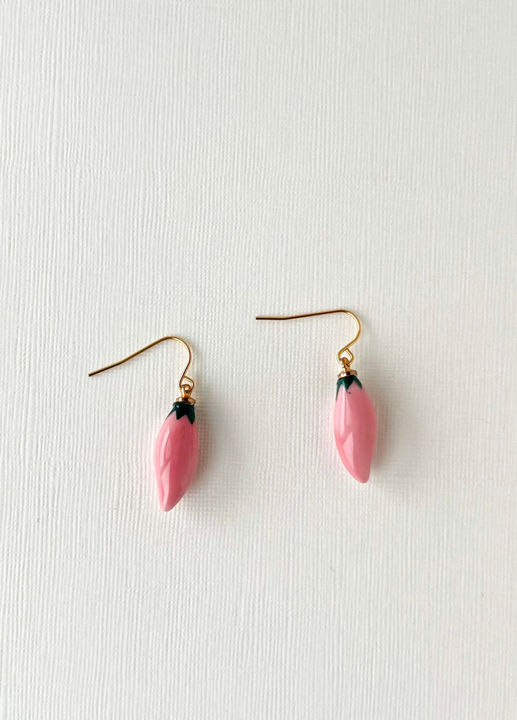Pink Chilli Earrings | Ceramic Earrings
