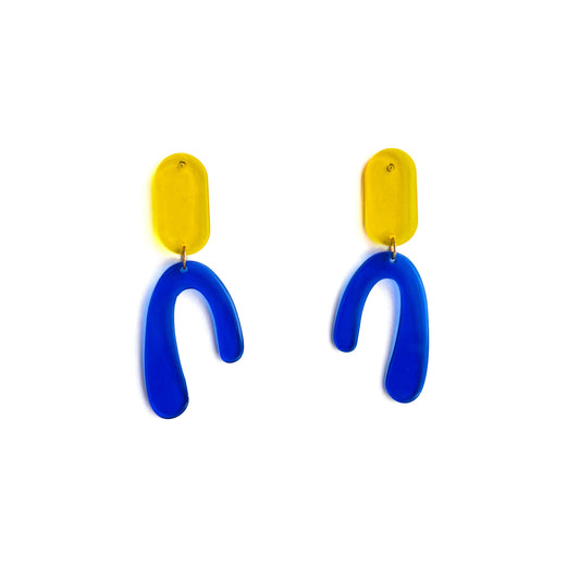 Blue Abstract Arch Earrings | Acrylic Earrings