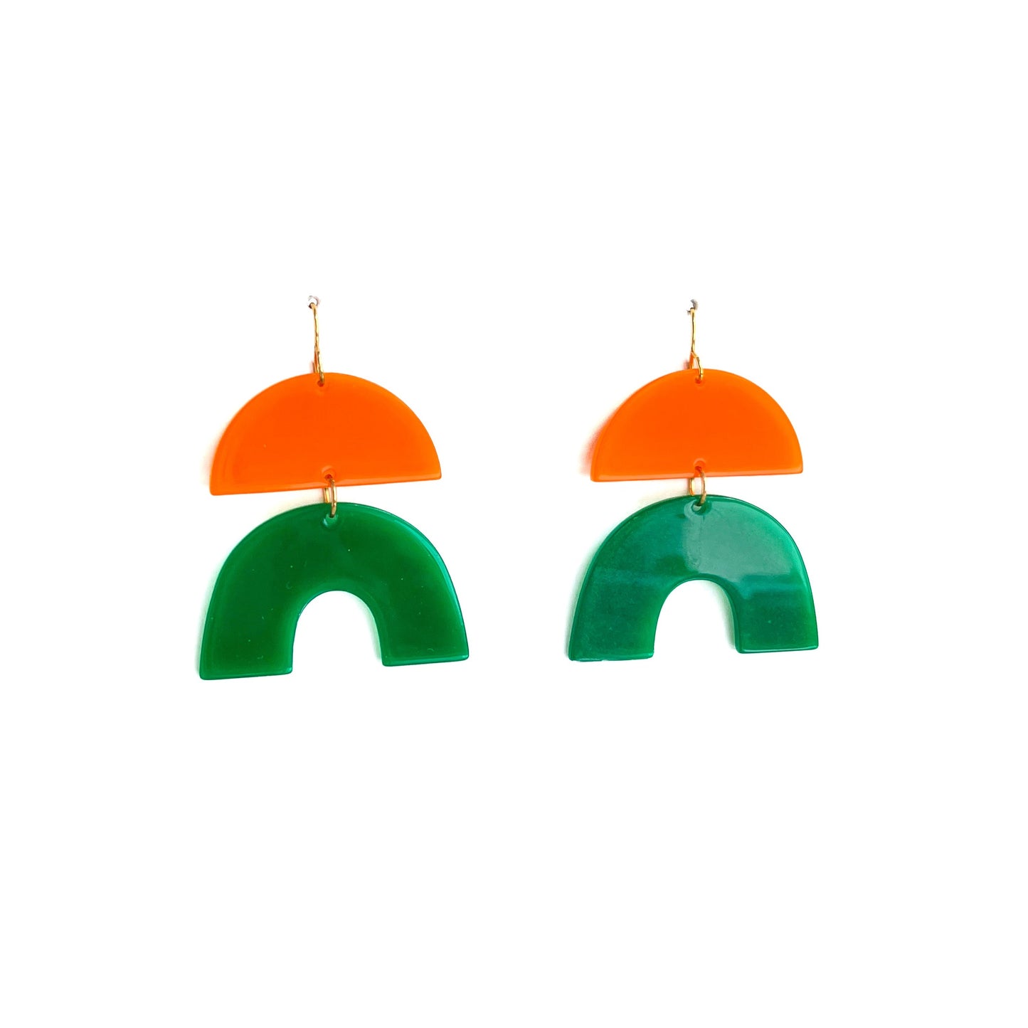 Orange and Green Arch Dangle Earrings II | Acrylic Earrings