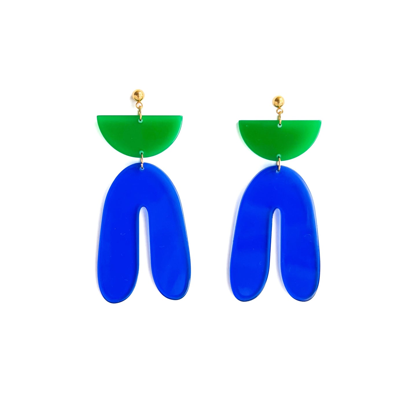 Statement Green and Blue Dangle Earrings I | Acrylic Earrings