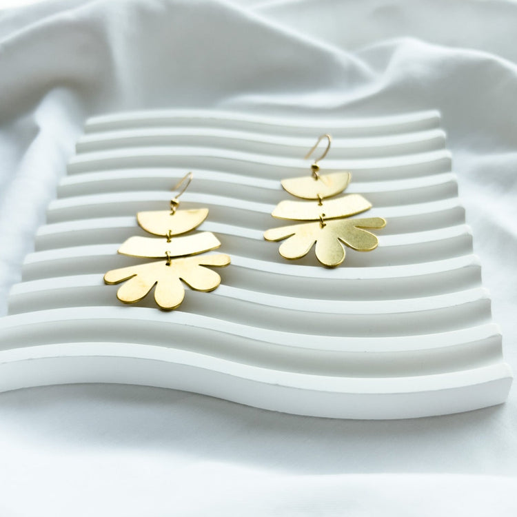 Lily Flower Earrings | Brass Earrings