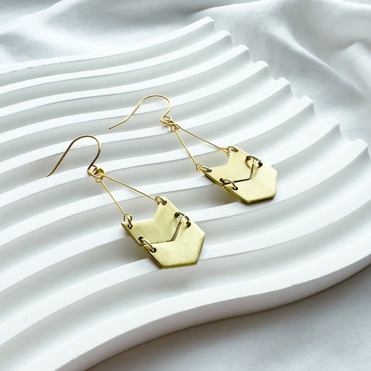 Double Chevron Earrings | Brass Earrings