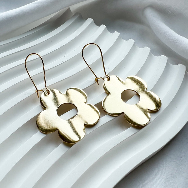 Brass Daisy Earrings | Brass Earrings