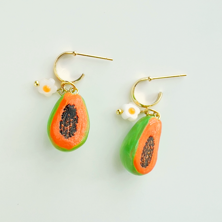 Papaya Earrings | Polymer Clay Earrings