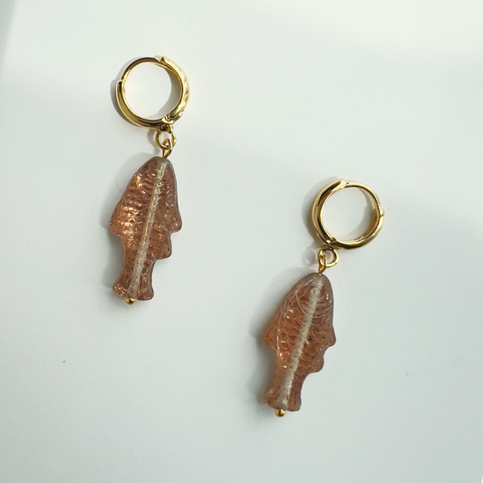 Dusty Rose Sardine Earrings | Glass Bead Earrings