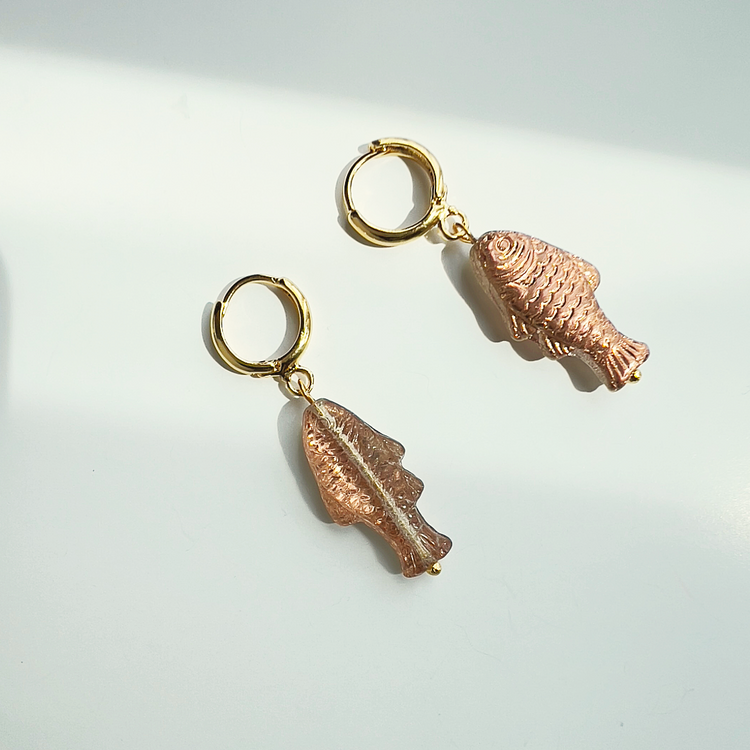 Dusty Rose Sardine Earrings | Glass Bead Earrings