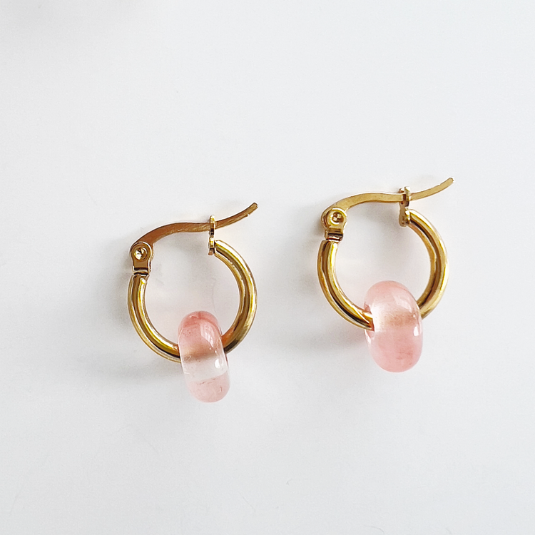 Mini Hoop Earrings | Beaded Earrings