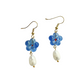 Light Blue Flower Earrings With Freshwater Pearl | Beaded Earrings