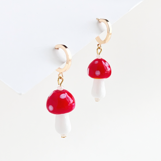 Red Mushroom Earrings | Beaded Earrings