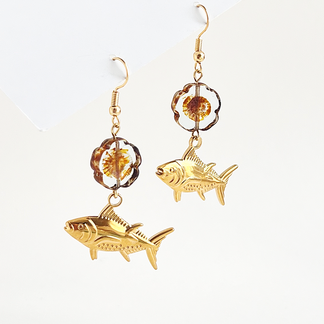 Smell Like Fish and Flowers Earrings | Beaded Earrings