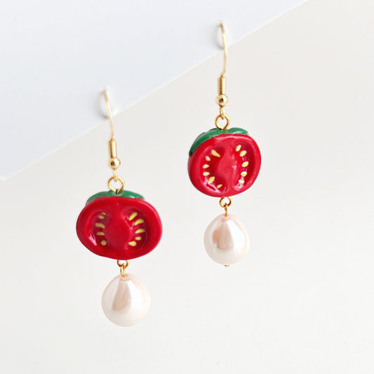 Fancy Cherry Tomato Earrings | Polymer Clay Earrings