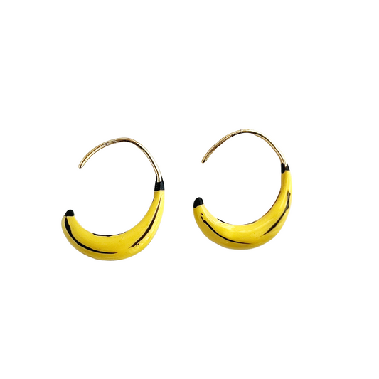Baby Banana Hoop Earrings | Enameled Earrings