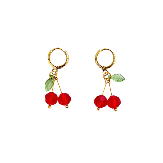 Double Mini Cherry Earrings | Beaded Earrings