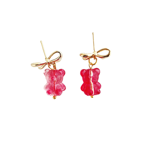 Pink Teddy Bear Earrings | Beaded Earrings