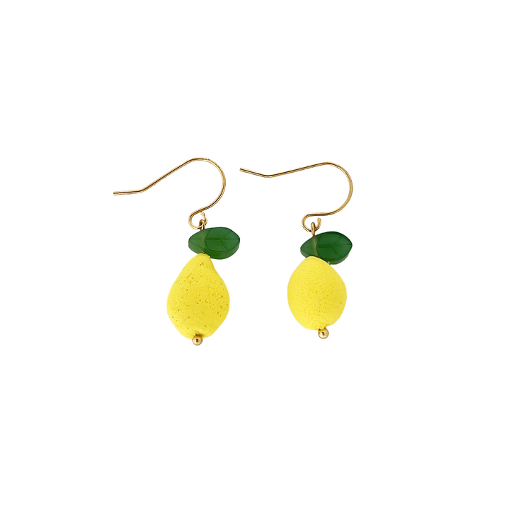 3D Lemon Bead Earrings | Polymer Clay Earrings